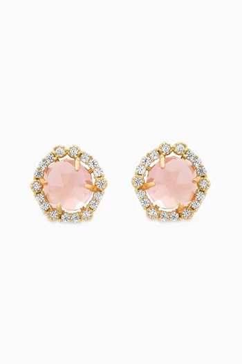 Bezel Set Stud Earrings in Gold-plated Brass