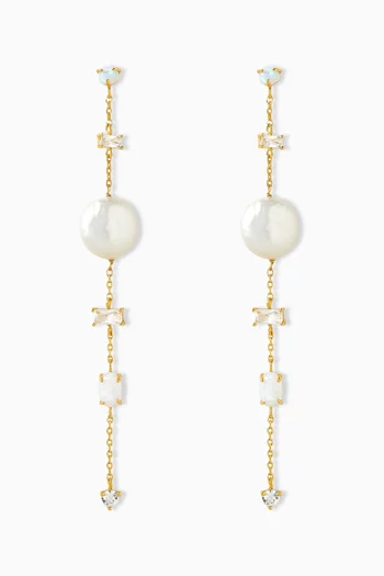 Baroque Pearl Duster Earrings in Gold-plated Brass