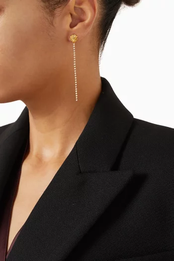 Flower Linear Drop Earrings in Gold-plated Brass