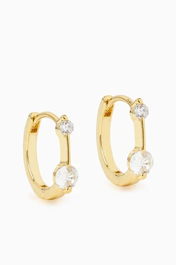 Double Solitaire Huggies in Gold-plated Brass