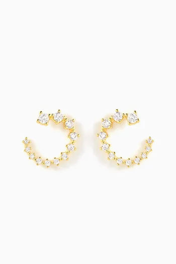 Front Facing Graduated Hoop Earrings in Gold-plated Brass