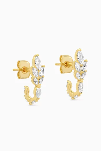 Art Deco Leaf Earrings in Gold Vermeil