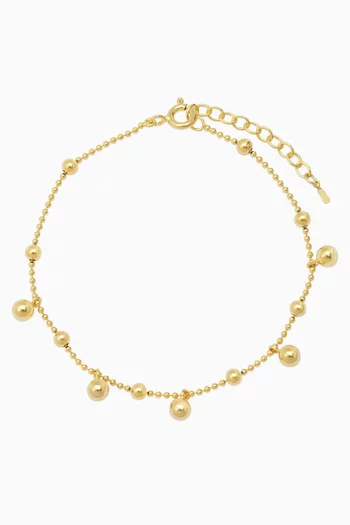 سوار بسلسلة مزينة بحلي كروية فضة إسترلينية مطلية ذهب