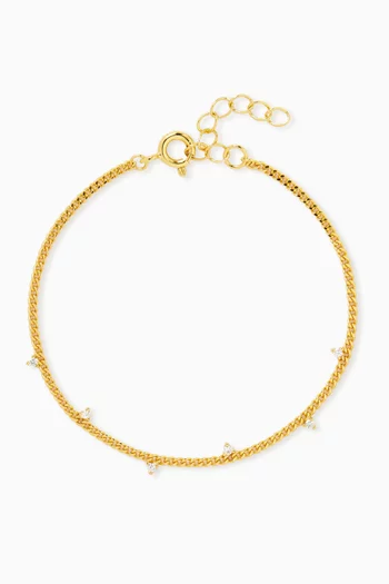 سوار بتصميم سلسلة مرصع بكريستال فضة إسترلينية مطلية ذهب