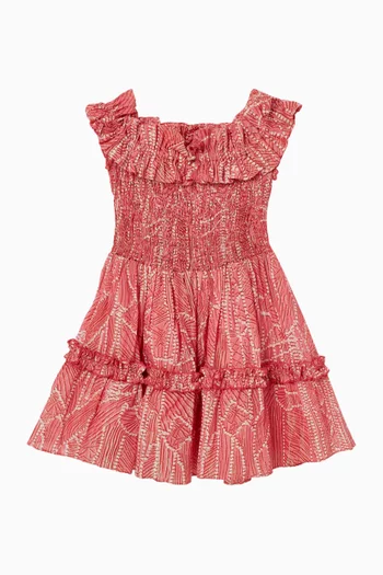 فستان قصير أمبر قطن لامع