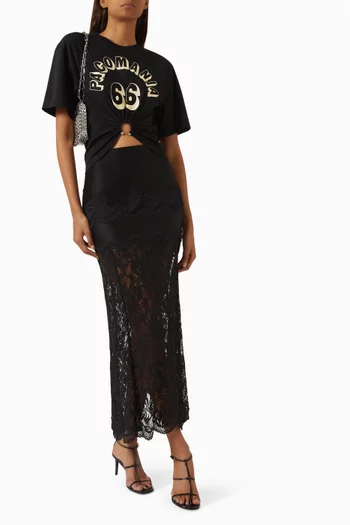 تي شيرت مزين بحلقة وطبعة قطن