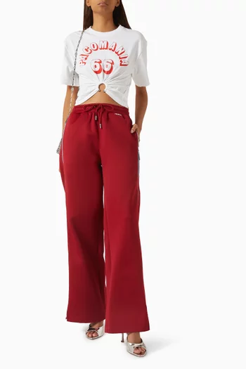 تي شيرت مزين بحلقة وطبعة قطن