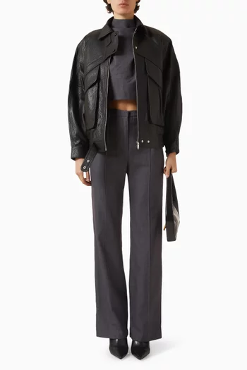 Aviator Jacket in Pebbled Leather