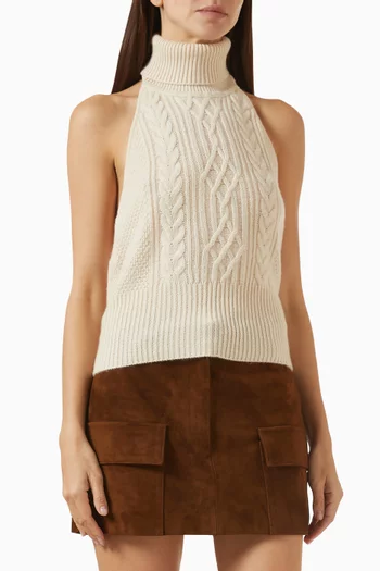 Cable-knit Open-back Top in Cashmere