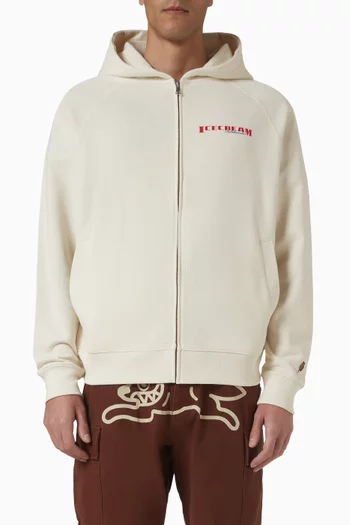 كنزة بغطاء رأس بطبعة نادلة وسحّاب