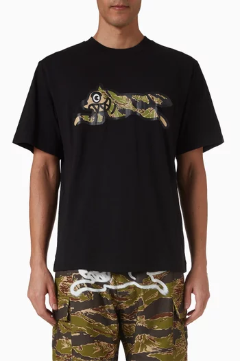 Tiger Stripe Running Dog T-shirt in Cotton