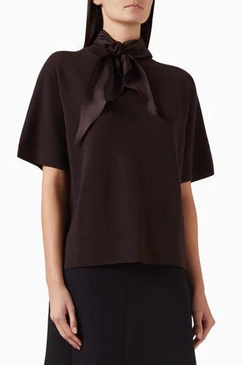 Scarf-neck T-shirt in Merino-wool