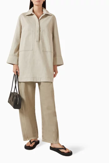 فستان بنمط قميص بياقة مفتوحة