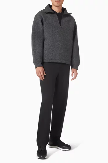 سويت شيرت فضفاض بياقة عالية قماش سكوبا بارز