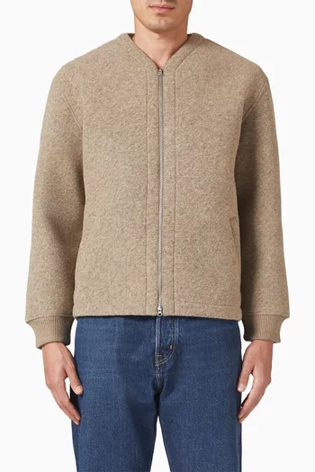 كارديغان فضفاض بسحّاب قماش سكوبا بارز