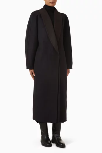 Shawl-collar Coat in Double-faced Wool