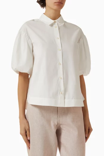 Puff-sleeve Shirt in Pima Cotton
