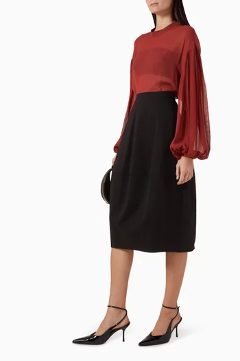 Sheer Balloon-sleeve Top