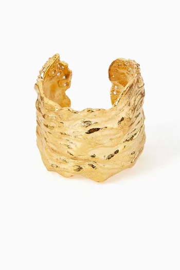 Petal Pavé Ring in Gold-plated Metal