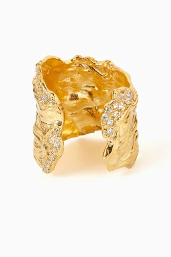 Petal Pavé Ring in Gold-plated Metal