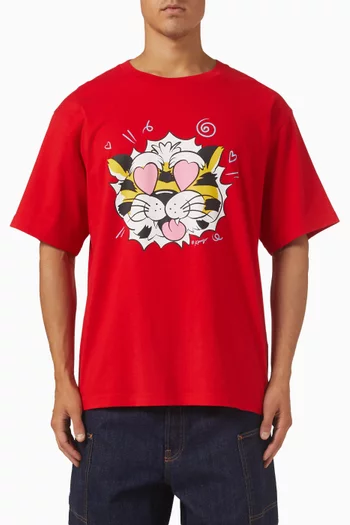 تي شيرت وايلد تايجر فضفاض قطن