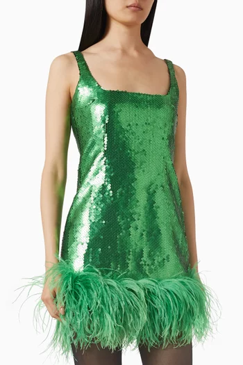 فستان سهرة سيور قصير مطرز بالترتر