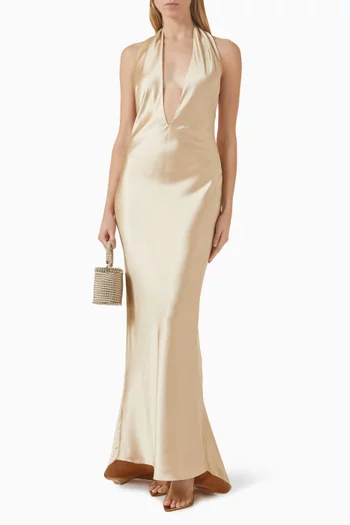 فستان سهرة مارين بظهر مكشوف ستان