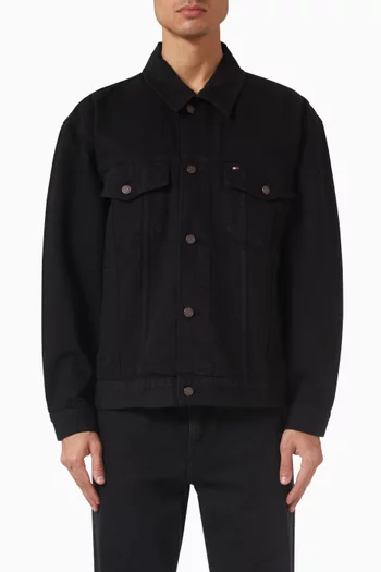 جاكيت تراكر فضفاض دينم بلون باهت