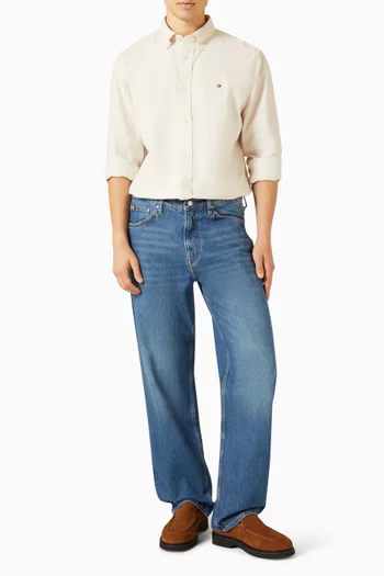 قميص بقصة فضفاضة تويل كتان