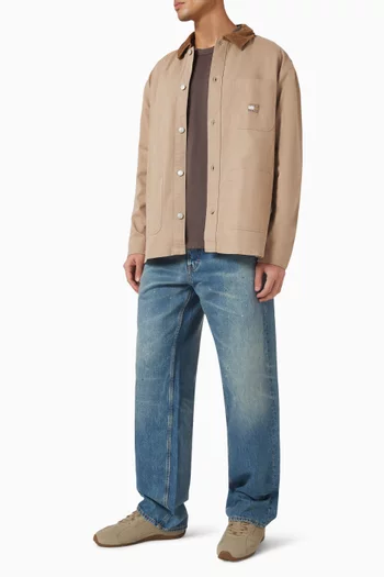 بنطال جينز جيمي فضفاض بقصة ساق مستقيمة ولون باهت دينم