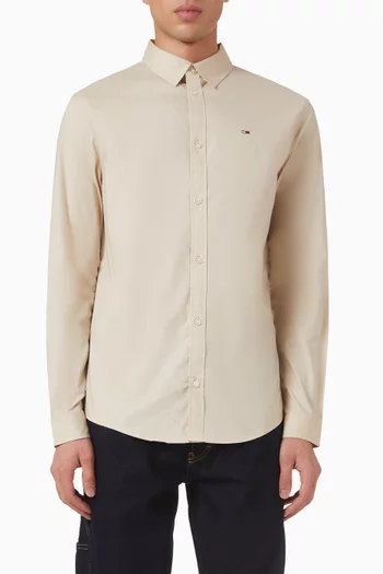 قميص بقصة ضيقة قطن مطاطي