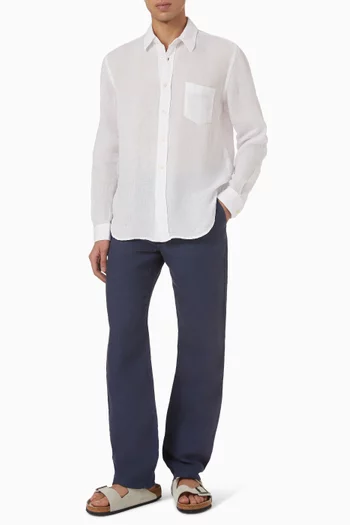 قميص بقصة عادية كتان