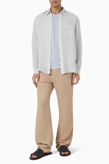 Regular Fit Crewneck T-shirt in Linen