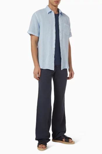 Regular Fit Crewneck T-shirt in Linen