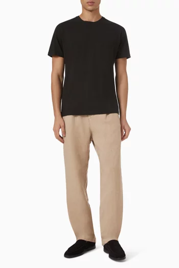 Regular Fit Crewneck T-shirt in Linen