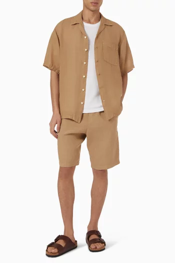 Elasticated Waist Bermuda Shorts in Linen
