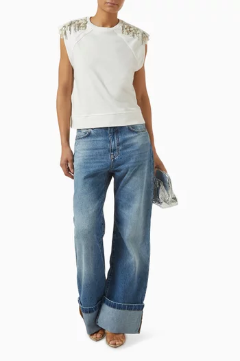 تي شيرت تارتار مرصع بالكريستال قطن