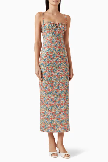 فستان سهل الارتداء بتصميم بتلات زهور وسلك سفلي مزيج نايلون