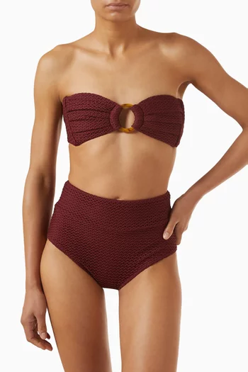 قطعة بيكيني سفلية بخصر مرتفع كروشيه