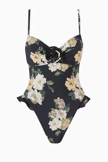 Devin Rosa Ruffle One-piece Swimsuit