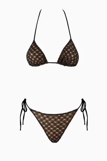 طقم بيكيني دانتيل بنقشة شبكة عناكب