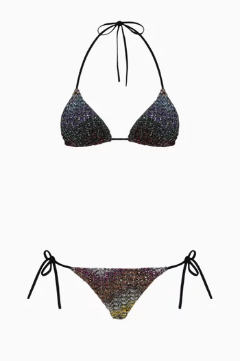 Sequin-embellished Bikini Set
