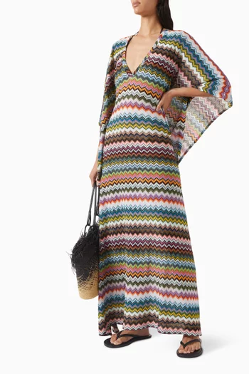 قفطان للارتداء فوق ملابس السباحة بنقشة خطوط متعرجة