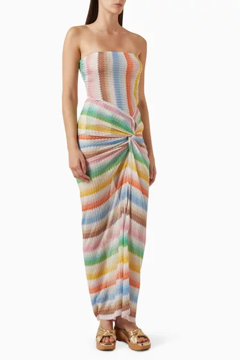 فستان بعقدة ملفوفة عند الخصر مزيج رايون