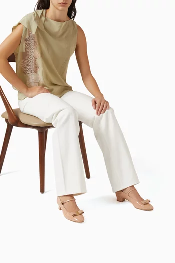 حذاء كلاسيك ماري جين فالي بكعب 30 مم جلد لامع