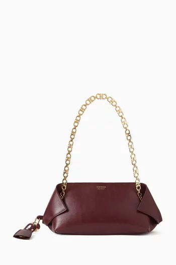 حقيبة كتف بزوايا مطوية جلد عجل