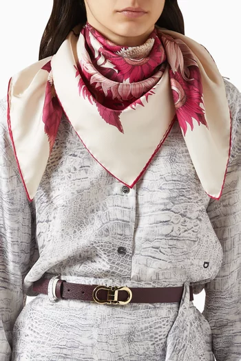 Floral-print Scarf in Silk Twill