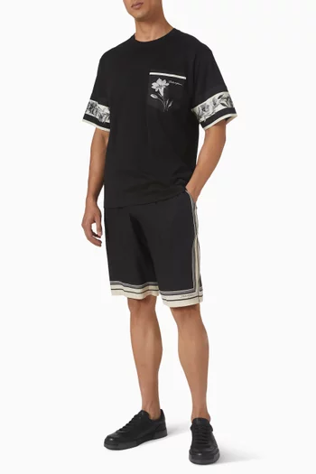 Striped-print Bermuda Shorts in Silk