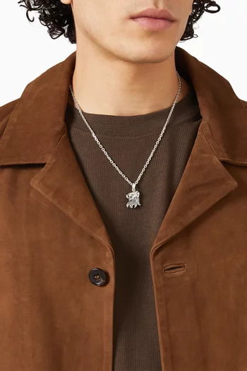 Lion Tattoo Talisman Pendant Necklace in Sterling Silver