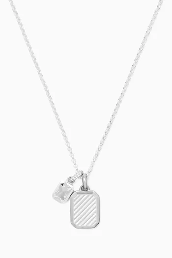 Topaz Octagon Humbug Paperclip Necklace in Sterling Silver